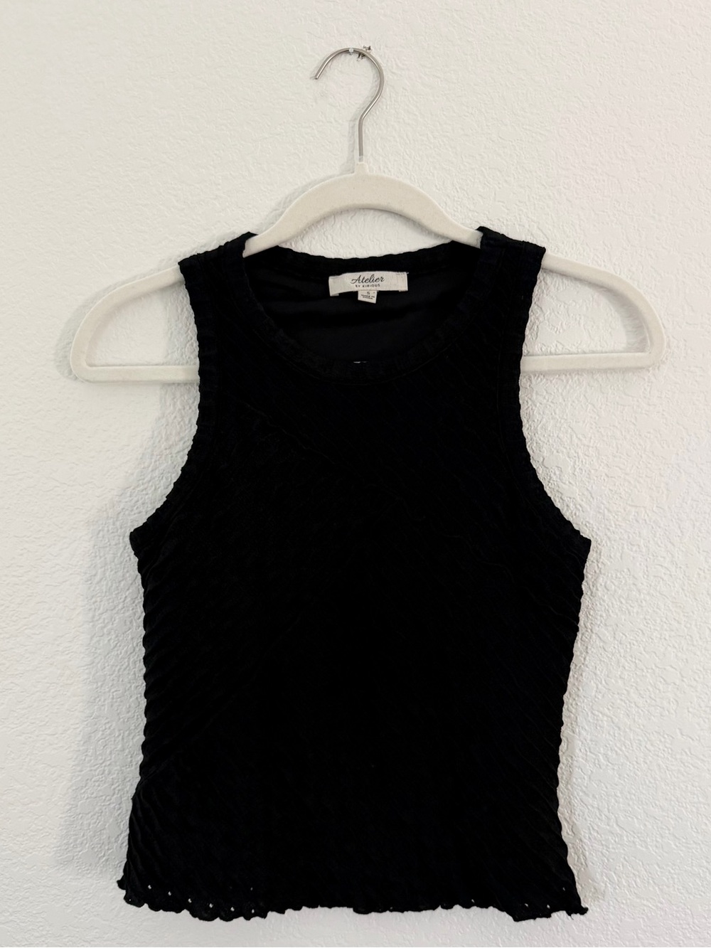 ATELIER by KIRIOUS Black Textured Knit High Neck Sleeveless Tank Top Size S